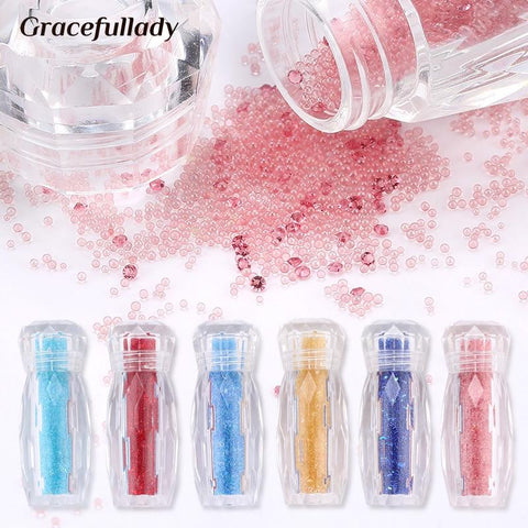 1 Bottle Crystal Pixie Gravel Colorful Multicolor Micro Strass Nail Art Glass Caviar Beads For Nails 3D Decorations