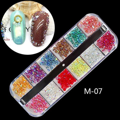 1 Box AB Jelly Rhinestones 3d Colorful Nail Sequins Crushed Stones Fur Ball For DIY Accessories Glitter Nail Art Decorations