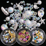 1 Box AB Nail Art Rhinestones Glitter Mixed Pearl Caviar Micro Beads Crystal 3D Jewelry Gem Charms Nail Art Decoration TR30-36