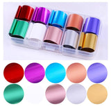 1 Box Holographic Nail Foil Set Transparent AB Color Starry Sky Transfer Sticker 2.5*100cm Manicure Nail Art Decals