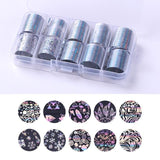 1 Box Holographic Nail Foil Set Transparent AB Color Starry Sky Transfer Sticker 2.5*100cm Manicure Nail Art Decals