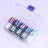 1 Box Holographic Nail Foil Set Transparent AB Color Starry Sky Transfer Sticker 2.5*100cm Manicure Nail Art Decals