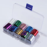 1 Box Holographic Nail Foil Set Transparent AB Color Starry Sky Transfer Sticker 2.5*100cm Manicure Nail Art Decals