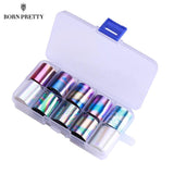1 Box Holographic Nail Foil Set Transparent AB Color Starry Sky Transfer Sticker 2.5*100cm Manicure Nail Art Decals