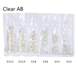 1 Pack Flatback Glass Nail Rhinestones Mixed Sizes SS3-SS12 Nail Art Decoration Stones Shiny Gems Manicure Accessories Tools