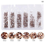 1 Pack Flatback Glass Nail Rhinestones Mixed Sizes SS3-SS12 Nail Art Decoration Stones Shiny Gems Manicure Accessories Tools