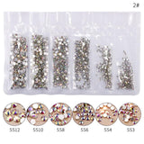 1 Pack Flatback Glass Nail Rhinestones Mixed Sizes SS3-SS12 Nail Art Decoration Stones Shiny Gems Manicure Accessories Tools