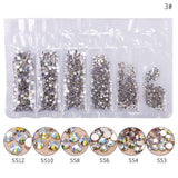 1 Pack Flatback Glass Nail Rhinestones Mixed Sizes SS3-SS12 Nail Art Decoration Stones Shiny Gems Manicure Accessories Tools