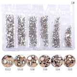 1 Pack Flatback Glass Nail Rhinestones Mixed Sizes SS3-SS12 Nail Art Decoration Stones Shiny Gems Manicure Accessories Tools