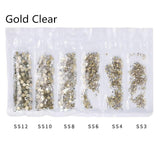 1 Pack Flatback Glass Nail Rhinestones Mixed Sizes SS3-SS12 Nail Art Decoration Stones Shiny Gems Manicure Accessories Tools