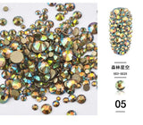 1/Pack Gold Flatback AB Glass Nail Rhinestones Mixed Sizes Nail Art Decoration Stones Shiny Gems Manicure Accessories 073