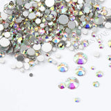 1/Pack Gold Flatback AB Glass Nail Rhinestones Mixed Sizes Nail Art Decoration Stones Shiny Gems Manicure Accessories 073