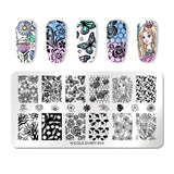 1 Pc 12*6cm Rectangle Stamping Plate Line Flower Animal Pattern Manicure Nail Art Stamp Image Plate L034