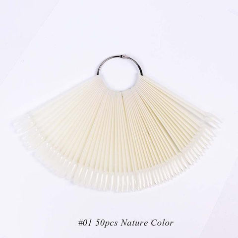 1 Set False Nail Art Tips Color Full Card Round Nature Clear Fake Nail For Gel Polish Manicure Fan Practice Display Tool CHA23