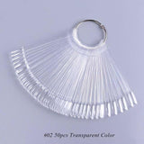 1 Set False Nail Art Tips Color Full Card Round Nature Clear Fake Nail For Gel Polish Manicure Fan Practice Display Tool CHA23