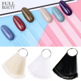 1 Set False Nail Art Tips Color Full Card Round Nature Clear Fake Nail For Gel Polish Manicure Fan Practice Display Tool CHA23
