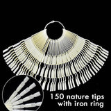 1 Set False Nail Art Tips Display Fan Designs Transparent Nature Black Color Training Palette Nails Tools Manicure SA386