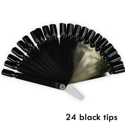 1 Set False Nail Art Tips Display Fan Designs Transparent Nature Black Color Training Palette Nails Tools Manicure SA386