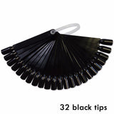1 Set False Nail Art Tips Display Fan Designs Transparent Nature Black Color Training Palette Nails Tools Manicure SA386