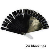 1 Set False Nail Art Tips Display Fan Designs Transparent Nature Black Color Training Palette Nails Tools Manicure SA386