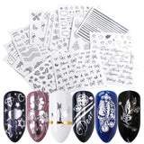 1 Set Nail Art Water Transfer Decal Stickers White Black Geometric Tattoos Wraps Manicure Dream Catcher Decoration Tip JISTZ24