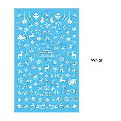1 Sheet 3D Nail Decal Mixed Deer/Snowflake Design Nail Art Sticker For Christmas DIY Decorations Nail Decal Tips BEF283