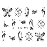 1 Sheet Black Necklace Jewelry Design Water Transfer Sticker Nail Art Decals DIY Fashion Wraps Tips Manicure Tools SASTZ500