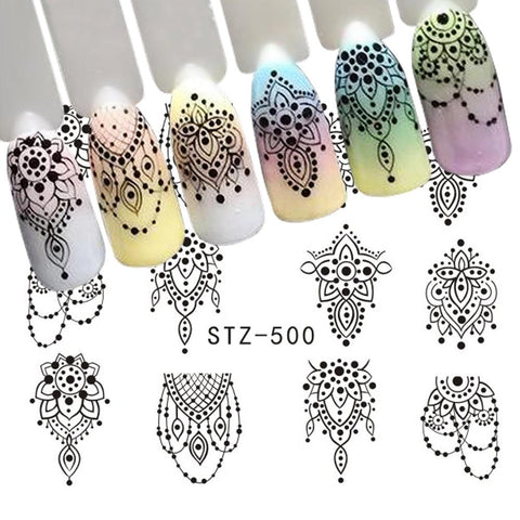 1 Sheet Black Necklace Jewelry Design Water Transfer Sticker Nail Art Decals DIY Fashion Wraps Tips Manicure Tools SASTZ500