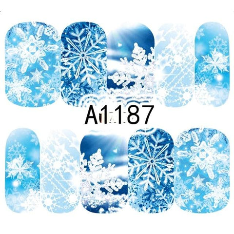 1 Sheet Christmas Snow Flower Nail Stickers Full Wraps Water Transfer Sticker Nail Art Decals Manicure Styling Tools BEA1187