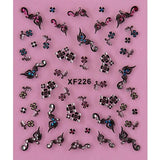 1 Sheet Fashion 3d Nail Art Sticker Nails Decal Butterfly and Flower with Rhinestones Charms DIY Decoration Manicure Tools