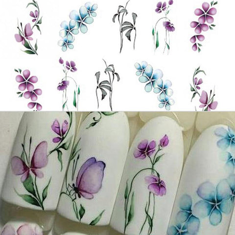 1 Sheet Flowers Leaves 3D Nail Art Water Transfer Stickers Nail Design Marble Moon Nail Accessories for Nails Decorations #130