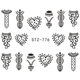 1 Sheet Jewelry Flower Water Decal Black Sticker For Nail Pattern Painting Wrap Paper Foil Tip Tattoo Manicure SASTZ766-778