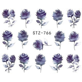 1 Sheet Jewelry Flower Water Decal Black Sticker For Nail Pattern Painting Wrap Paper Foil Tip Tattoo Manicure SASTZ766-778