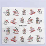 1 Sheet Nail Art Nail Sticker New Year Slider Tattoo Christmas Water Decal Santa Claus Snowman Full Wraps Designs DIY Decals