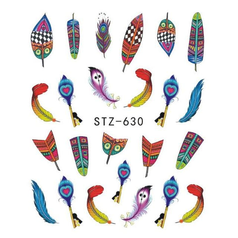 1 Sheet Optional Different Colors Feather Fashionable Nail Art Decor Water Transfers Nail Sticker for Ladies Decals JISTZ445-448