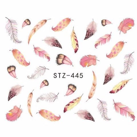 1 Sheet Optional Different Colors Feather Fashionable Nail Art Decor Water Transfers Nail Sticker for Ladies Decals JISTZ445-448