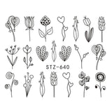1 Sheet Water Decals Nail Art Stickers  Flowers Cartoon 2017 New Designs Watermark Transfer Red Colorful Manicure SASTZ501-512