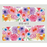1 Sheet Water Decals Nail Art Stickers  Flowers Cartoon 2017 New Designs Watermark Transfer Red Colorful Manicure SASTZ501-512