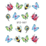 1 Sheet Water Decals Nail Art Stickers  Flowers Cartoon 2017 New Designs Watermark Transfer Red Colorful Manicure SASTZ501-512