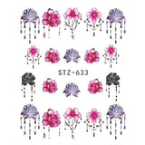 1 Sheet Water Decals Nail Art Stickers  Flowers Cartoon 2017 New Designs Watermark Transfer Red Colorful Manicure SASTZ501-512
