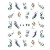 1 Sheet Water Decals Nail Art Stickers  Flowers Cartoon 2017 New Designs Watermark Transfer Red Colorful Manicure SASTZ501-512