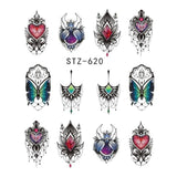 1 Sheet Water Decals Nail Art Stickers  Flowers Cartoon 2017 New Designs Watermark Transfer Red Colorful Manicure SASTZ501-512