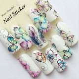 1 Sheet Water Decals Nail Art Stickers  Flowers Cartoon 2017 New Designs Watermark Transfer Red Colorful Manicure SASTZ501-512
