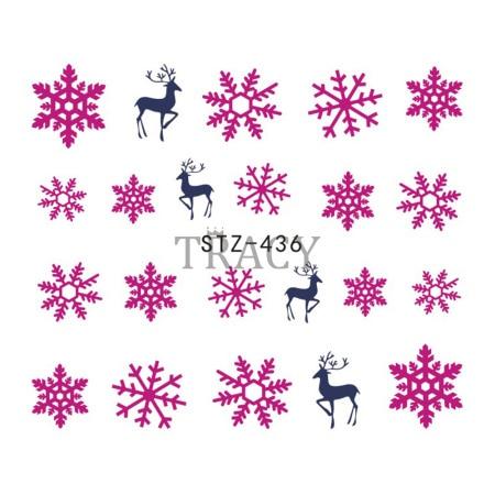 1 Sheet Water Nail Sticker Christmas Design Temporary Tattoos Elk/Snow Flowers/Owl Pattern Transfer Beauty Nail Art TRSTZ429-439