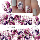 1 Sheet Water Transfer Women Full Cover Sticker Nail Art Decals Nail Art Beauty Purple Rose Decorations Polish Tips TRSTZ369-352