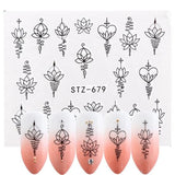 1 Sheets Black Vine New Beauty Nail Art Water Transfer Sticker Tips Watermark Temporary Tattoos DIY Nail Decals TRSTZ655