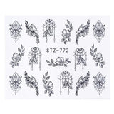 1 Sheets Black Vine New Beauty Nail Art Water Transfer Sticker Tips Watermark Temporary Tattoos DIY Nail Decals TRSTZ655