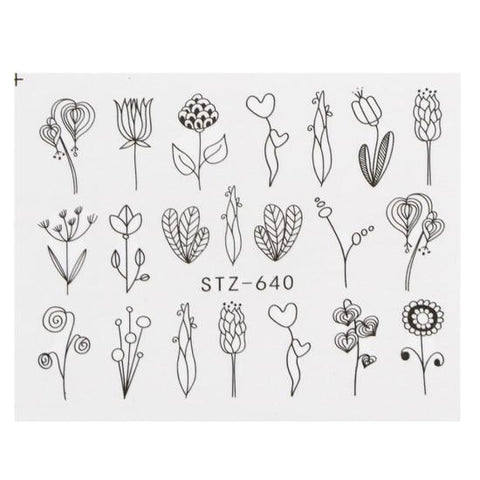 1 Sheets Colorful Purple Fantacy Flowers Nail Stickers Water Transfer Manicure Decals Tip Decoration Stickers For Nails TRSTZ509