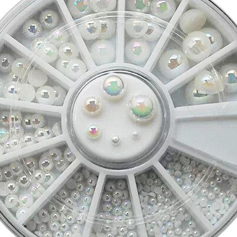 1 Wheels Mixed Size Flatback Beads 3d Pearl Nail Art Rhinestones Shiny Decorations for Nails DIY Accessories BENC075