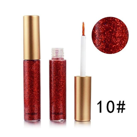 10 Color Professional Glitter Cosmetics Waterproof Shimmer Pigment Silver Gold Metallic Liquid Glitters Eyeliner Makeup D1